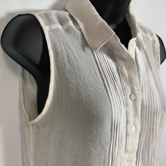 Fever Sheer Sleeveless Button Shirt - Picture 4 of 9